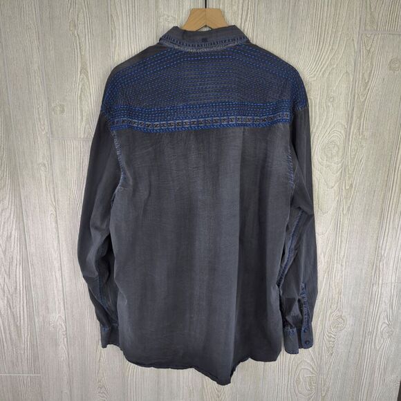 Signature Roar Men's Size XL Black Blue Western Ranch Cowboy Button Down Shirt - Picture 5 of 12